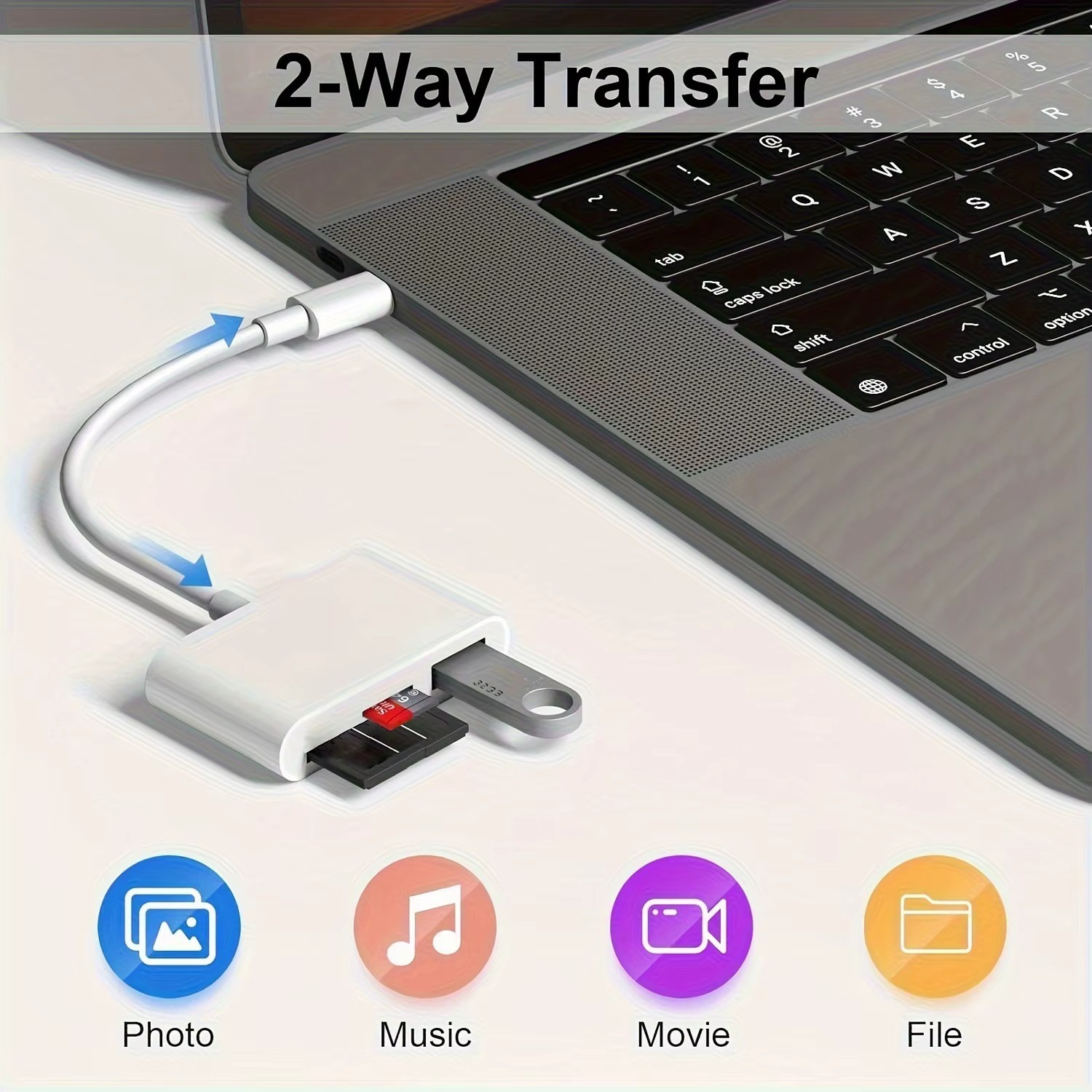 USB C to SD Card Reader, 3-in-1 Hub Converter, Micro SD TF Memory Type-C Adapte