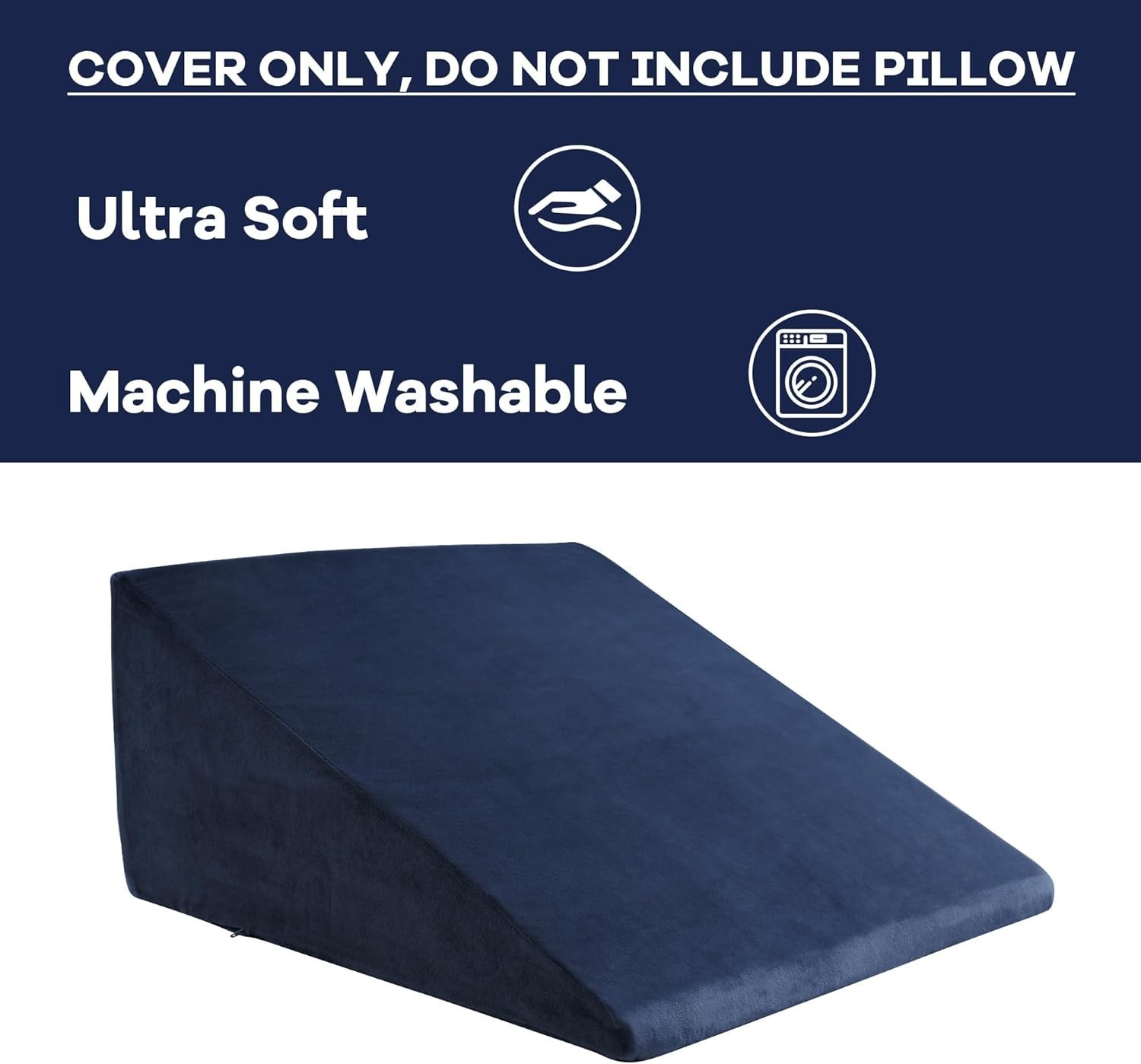 Ultra Soft Velvet Bed Wedge Pillow Cover-Super Soft Fleece Pillowcase with Zi...