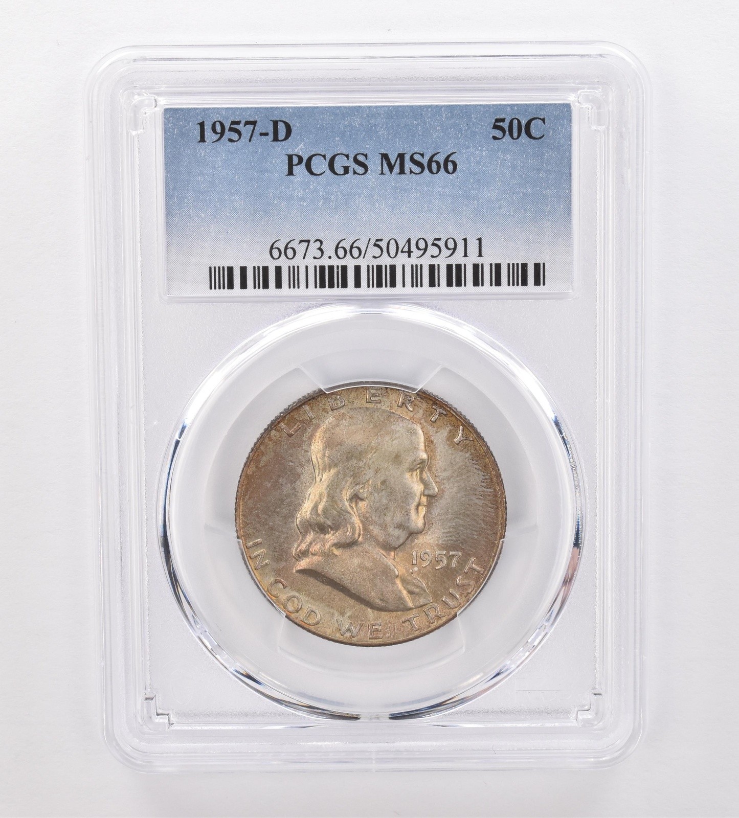 1957-D Franklin Half Dollar MS66 PCGS Beautiful Tone *9975