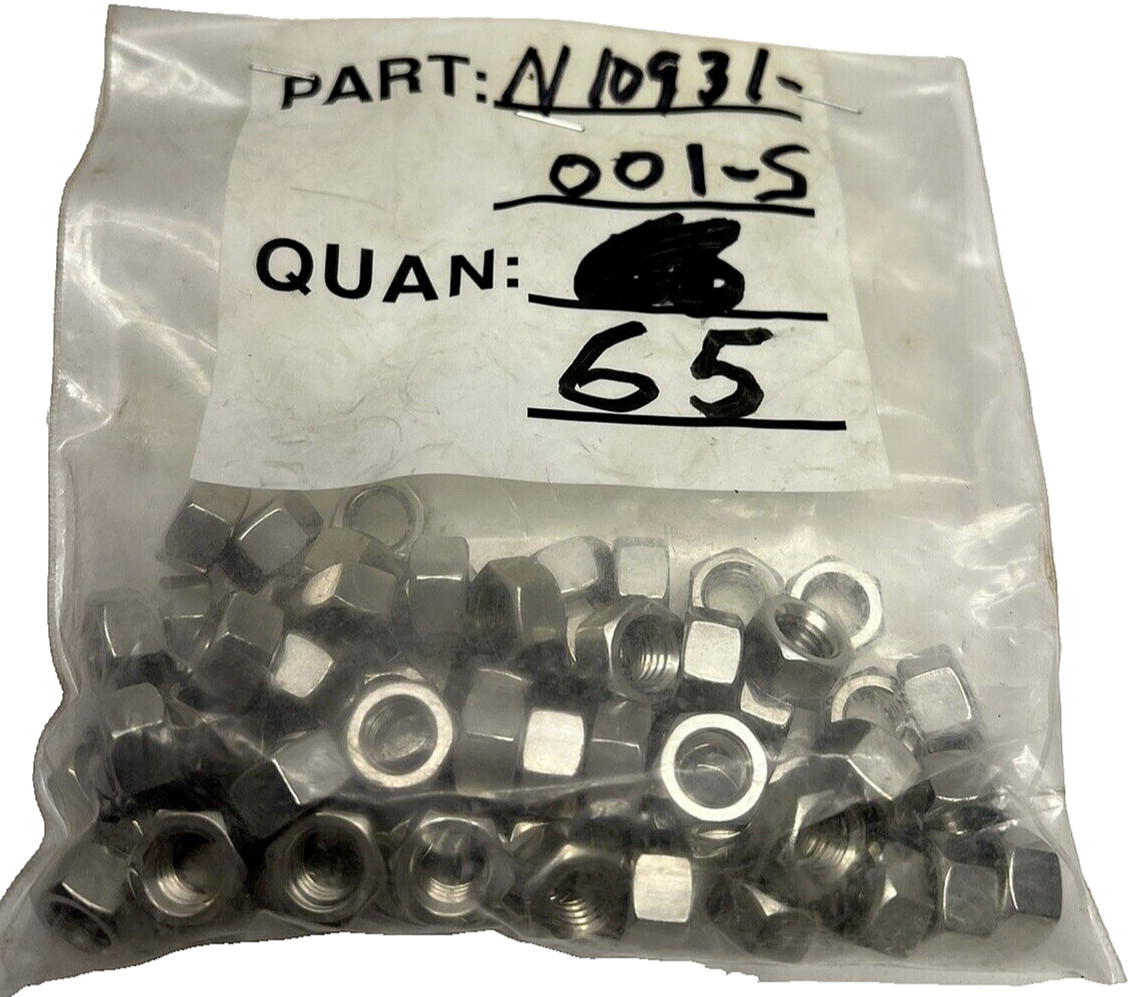 (Pack of 65) 3/8-16 Stainless Steel Finished Hex Nuts  3/8"-16 **Free Shipping**