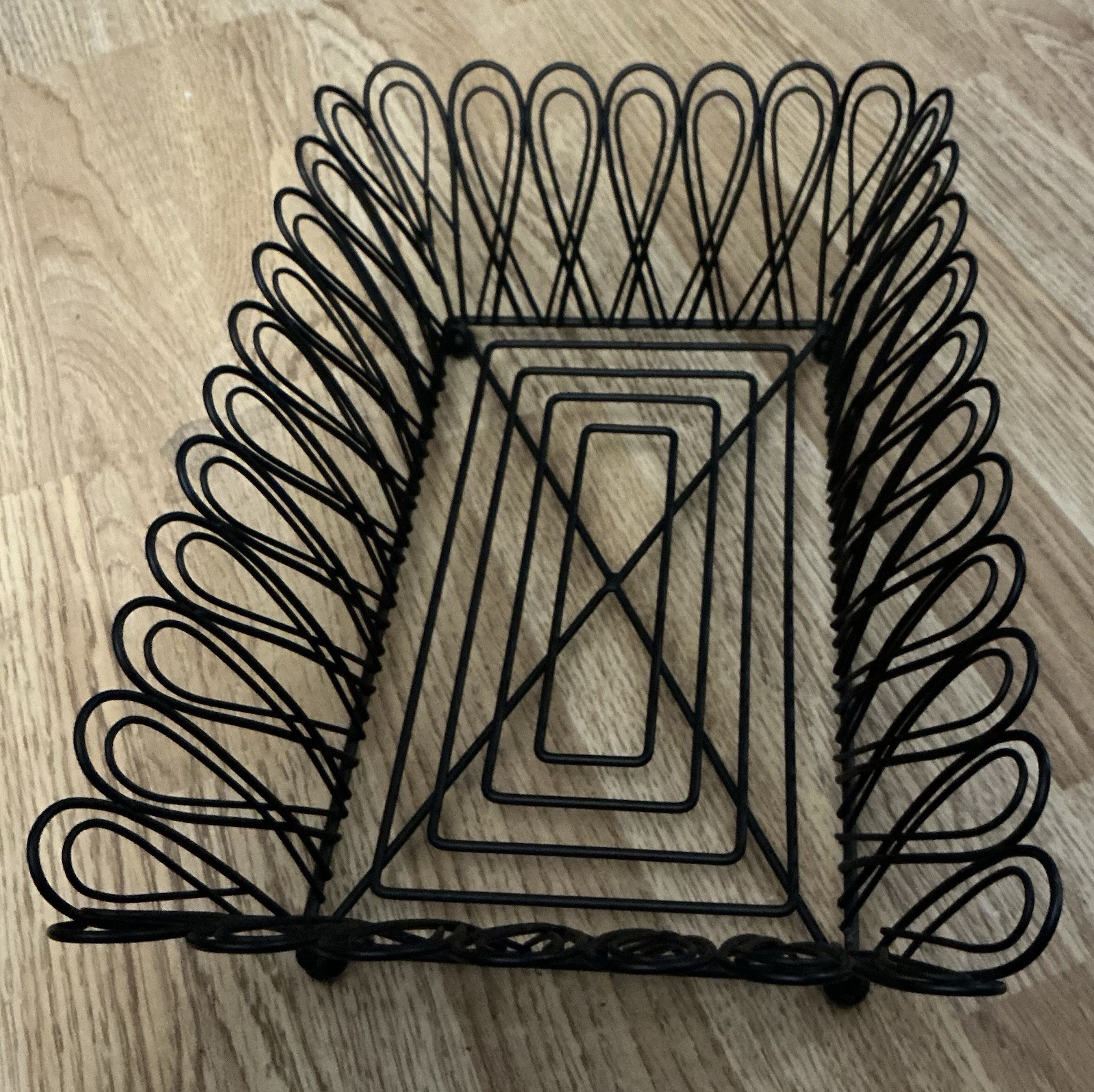 Rectangular Decorative Black Metal Footed Basket Medium Size New