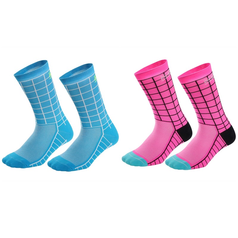 2Pairs Cycling Socks Riding Bicycle Bike Sports Ankle Socks XC MTB BMX Pink Blue