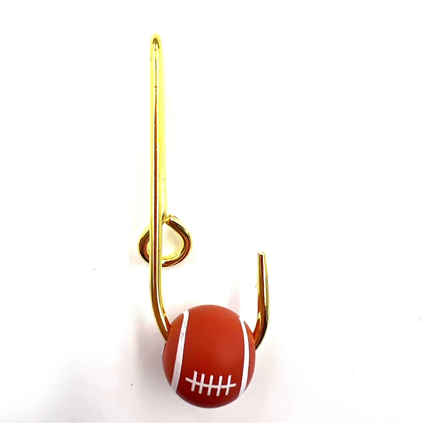 1PC HAT HOOK Hat Pin/Tie Clasp GOLD PLATED FISH HOOK HAT PIN red football