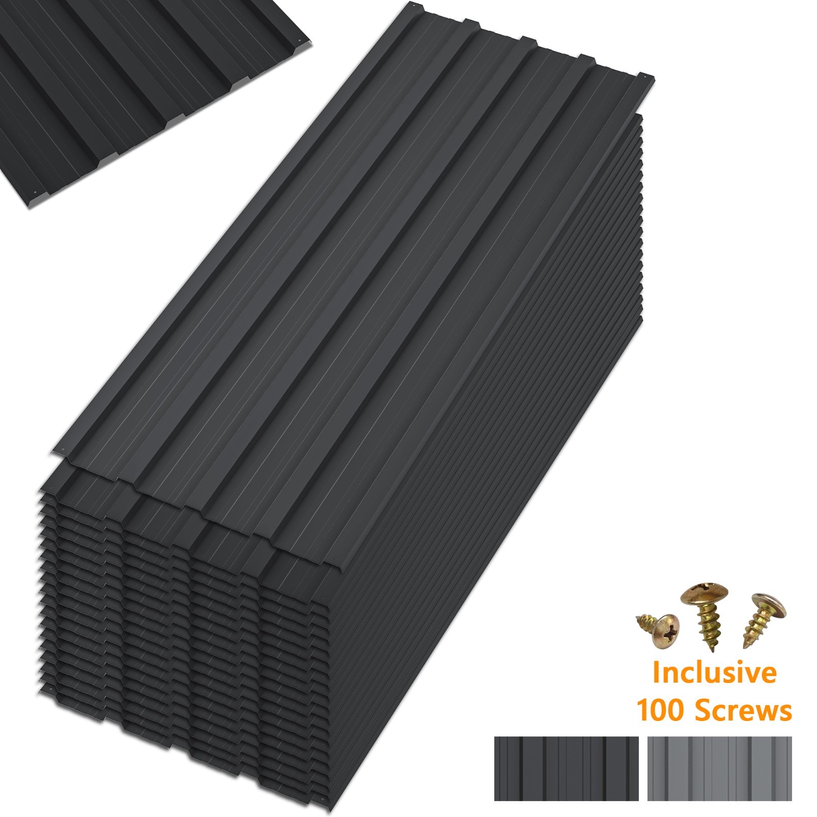 16.77"(W)x42.52"(H) Galvanized Metal Roof Panels Hardware Roofing Sheets(20 Pcs)