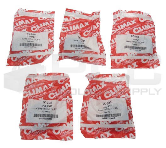 LOT OF 5 NEW CLIMAX 1C-100 1" ID SPLIT CLAMP COLLAR STL, BO