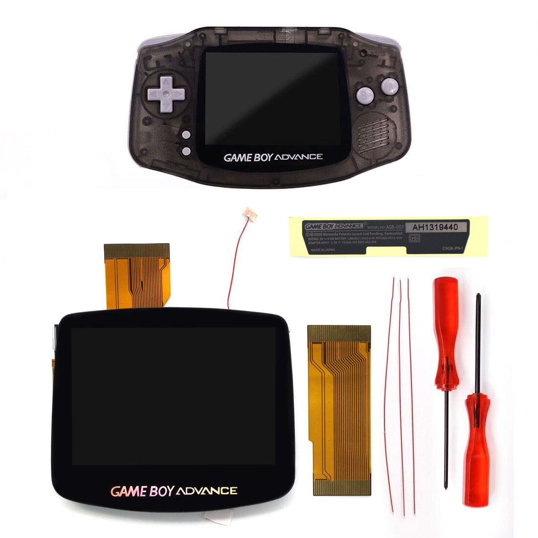HD V5 Laminated Drop in 3.0'' 720x480 Retro Pixel LCD With Custom Shell For GBA