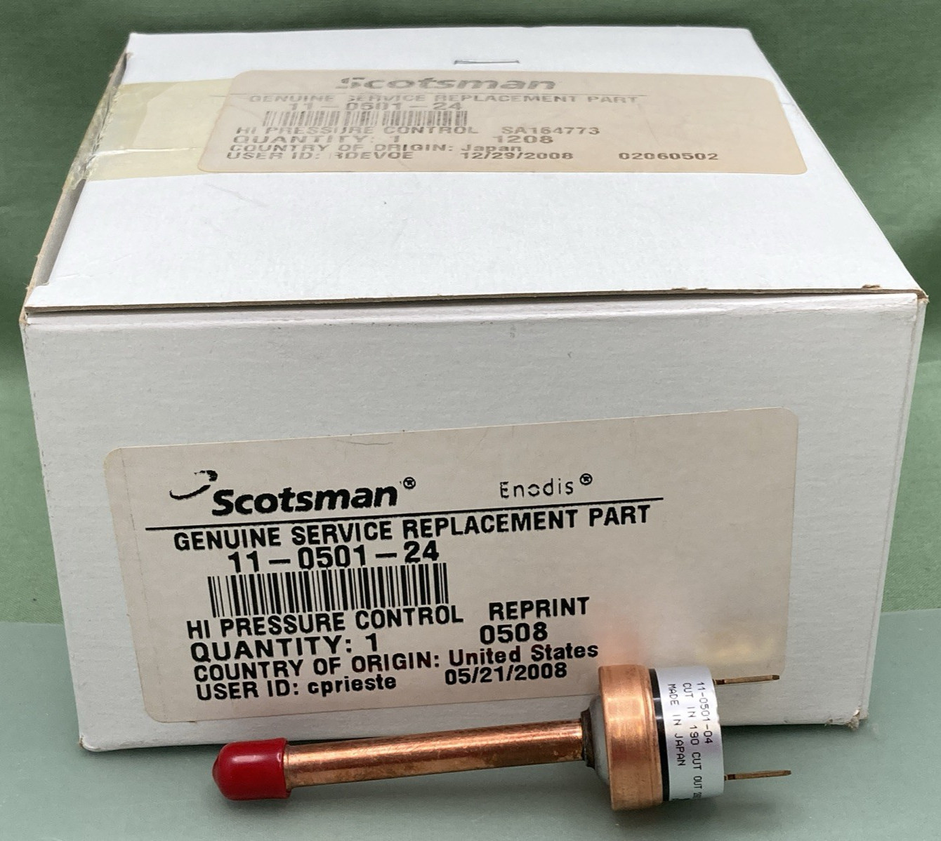 NEW GENUINE SCOTSMAN 11-0501-24 HI Pressure Control