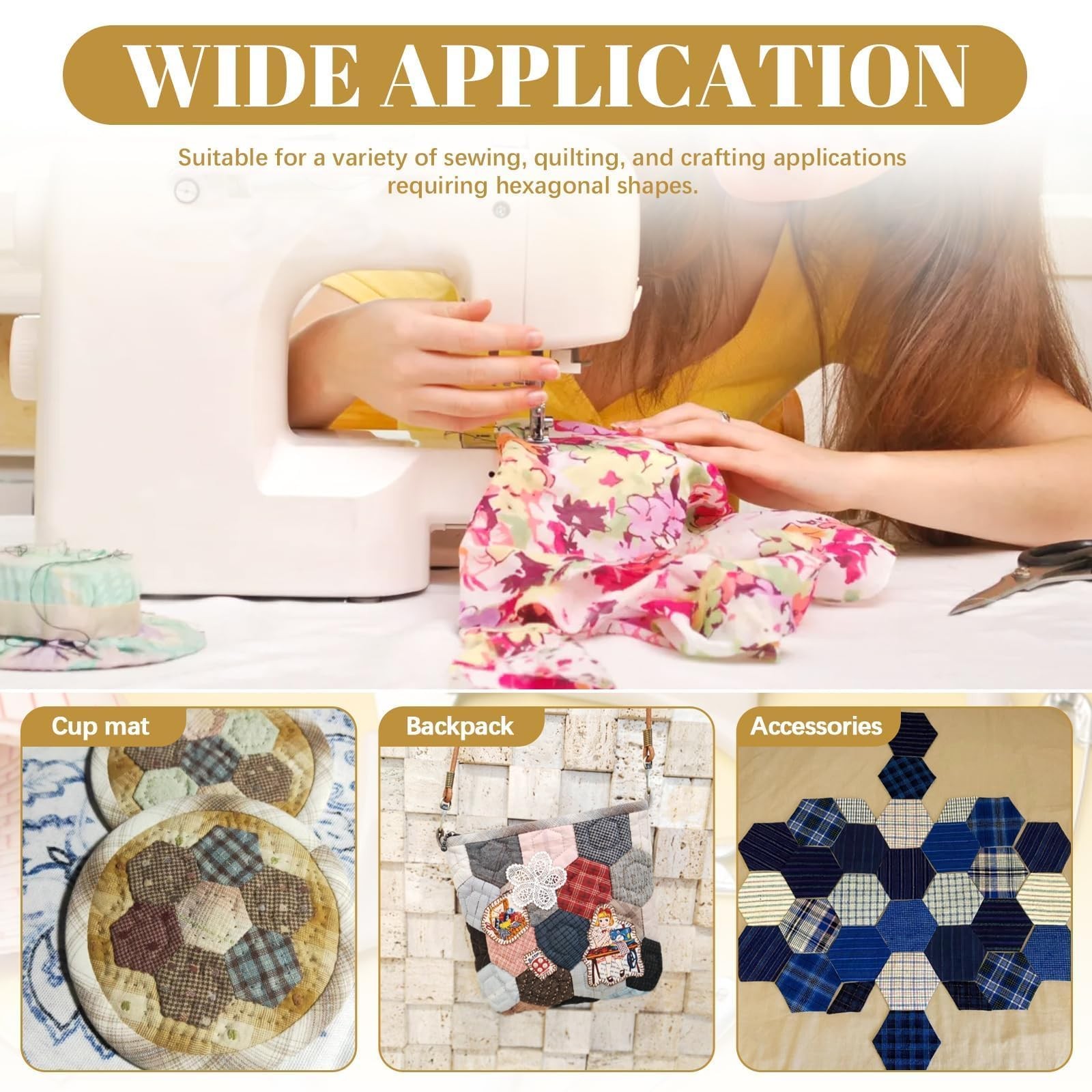 White Hexagon Piecing Paper Templates Quilting Patchwork 1 Inch 2400 PCS