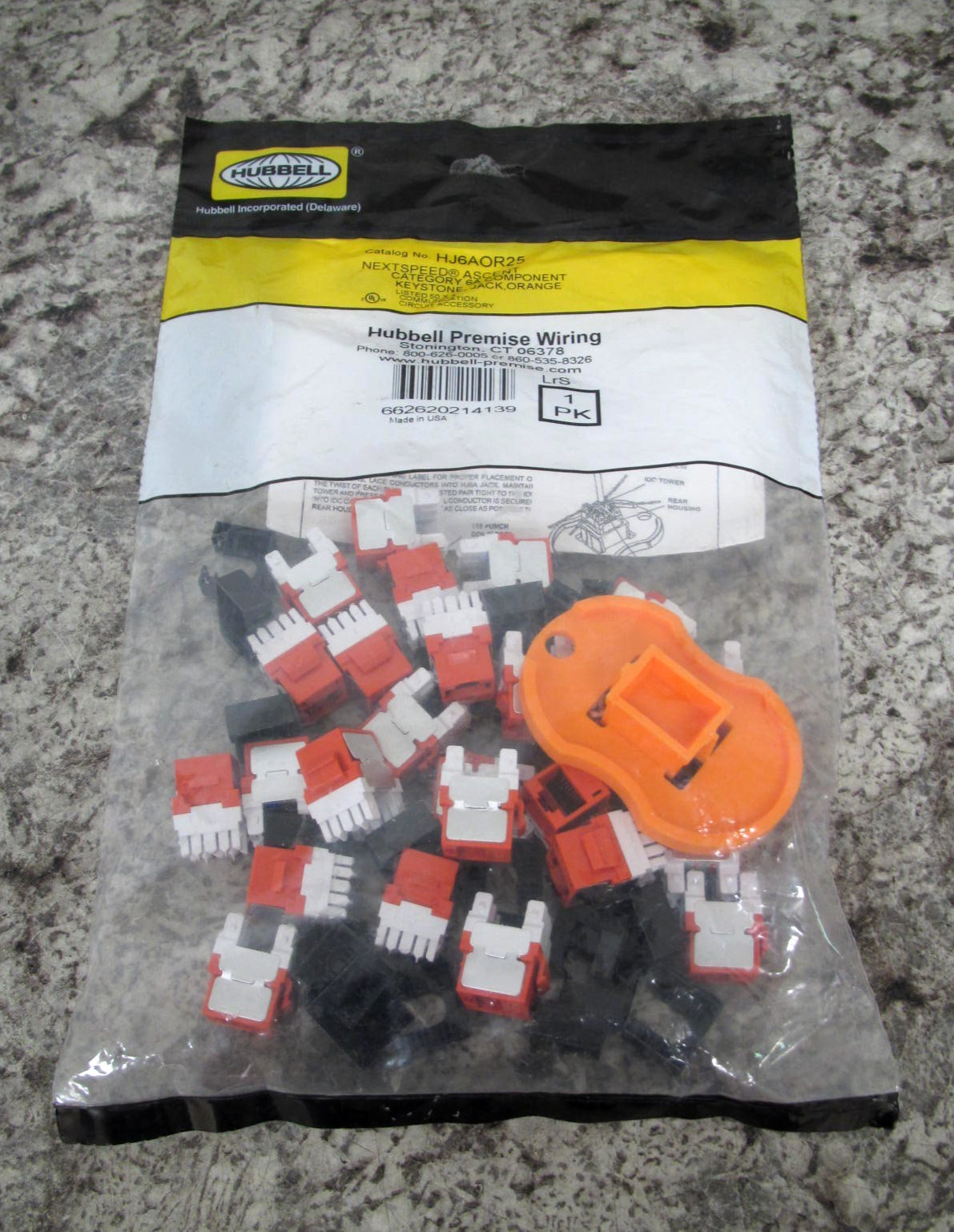 25 x New Hubbell HJ6AOR25 HJ6AOR Orange Nextspeed Cat6a Keystone Modular Jacks