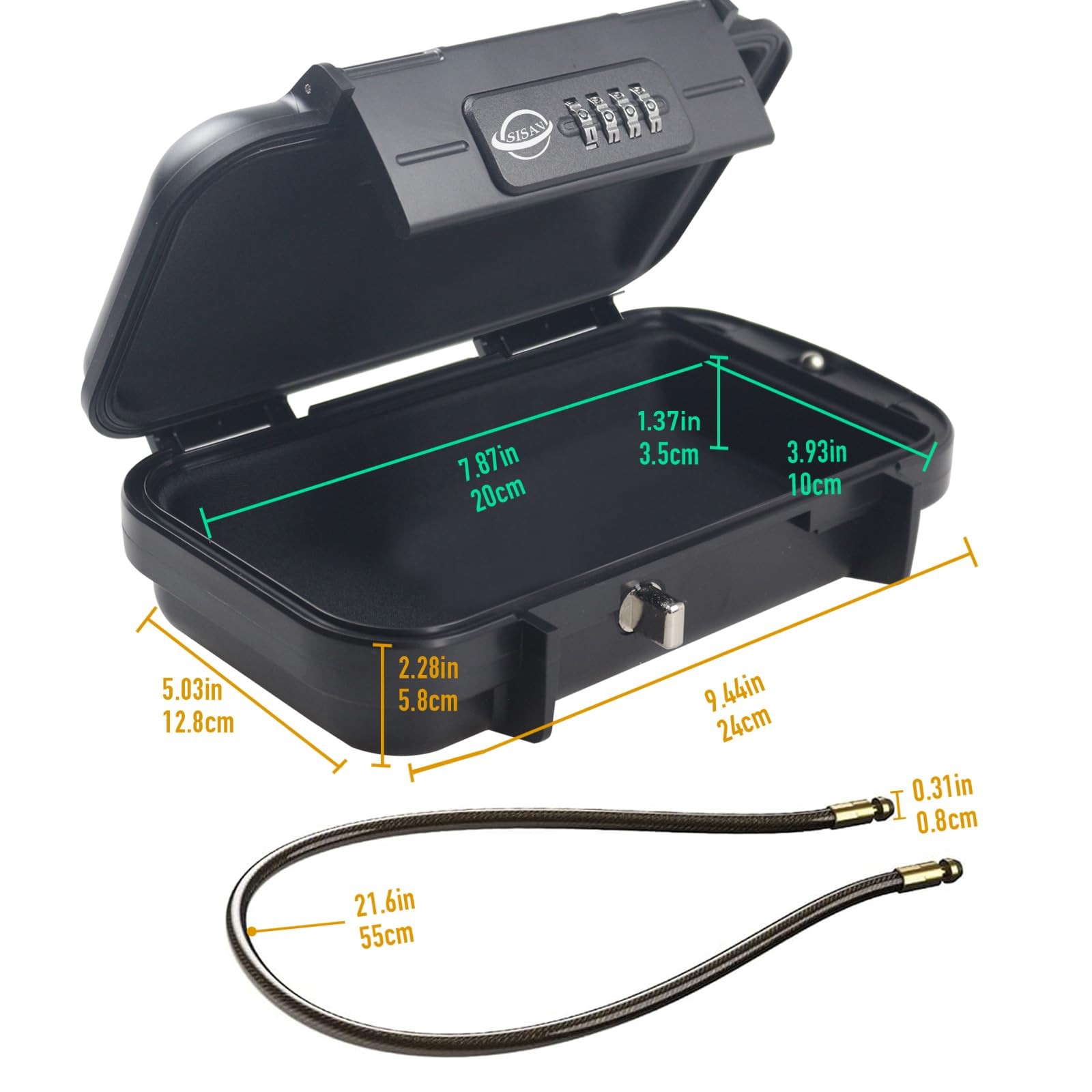 Portable Safe ,Combination Safe with Removable Cable,Set Your Own Combination...