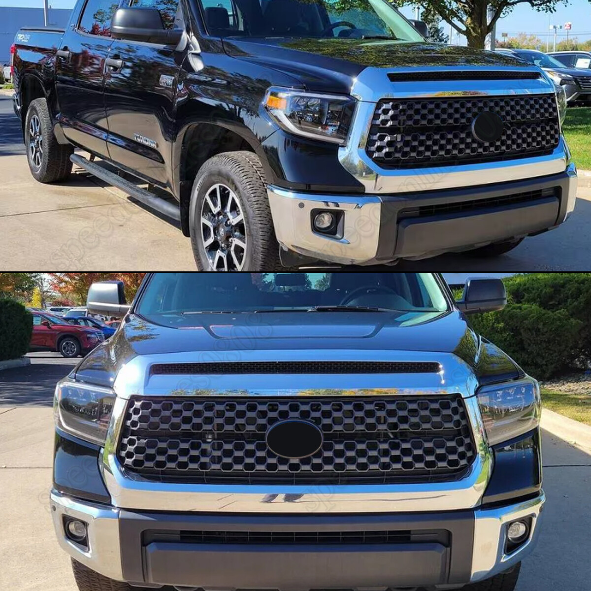 Fits Toyota Tundra 2014-2021 Front Bumper Grille & Upper Hood Bulge Molding Trim