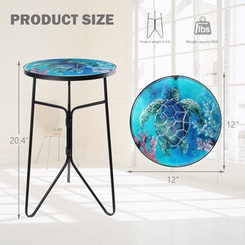 Patio Side Table Outdoor Accent Table Bistro Coffee Table Plant End Table