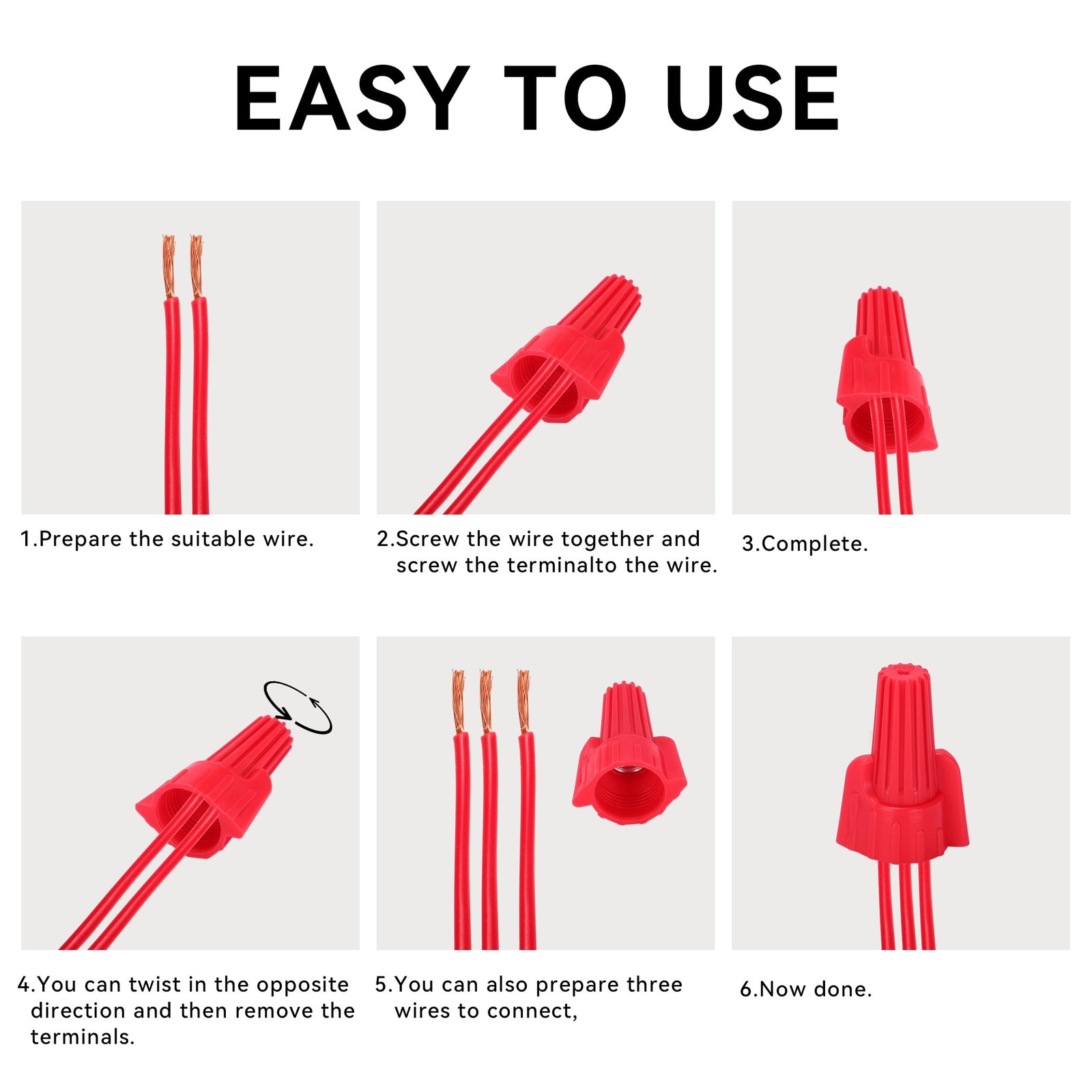 70 PCS Red Electrical Wire Nuts Twist On Wire Connectors with Spring Insulated C