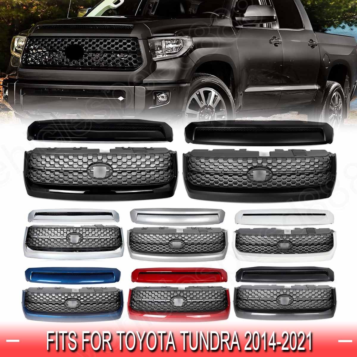 Fits Toyota Tundra 2014-2021 Front Bumper Grille & Upper Hood Bulge Molding Trim