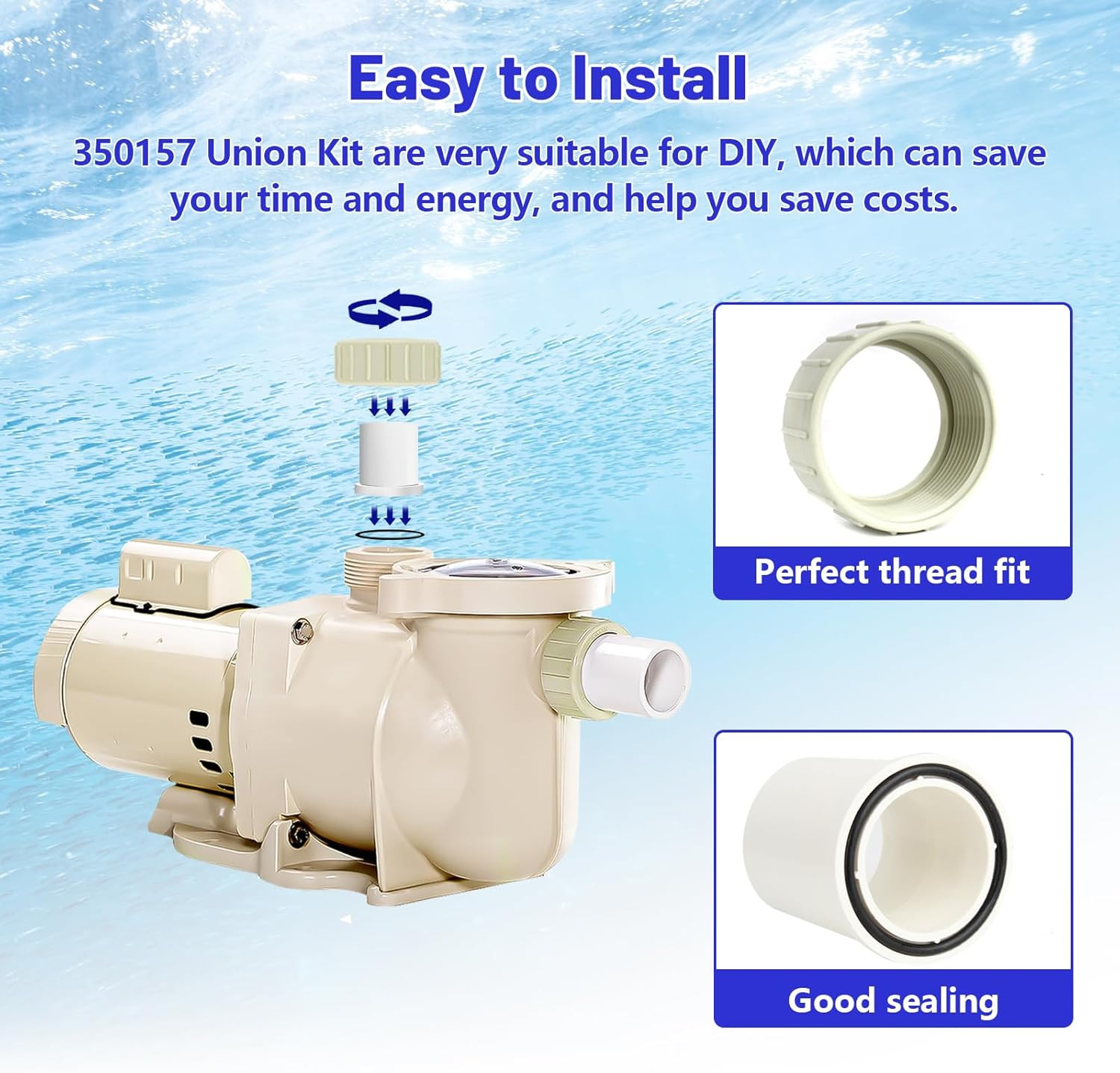 Pool Pump Union Fittings Replacement Pentair Superflo & Superflo Variable Speed