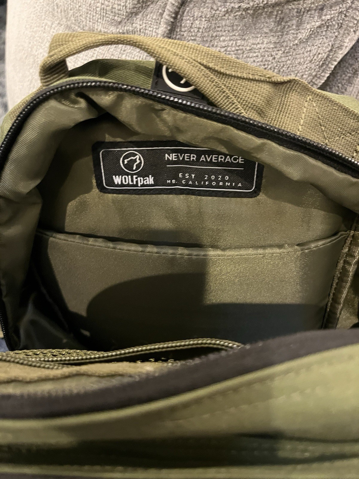 WOLFpak Green Tactical Backpack MOLLE Zip Closure "Trust Your Instincts" Patch