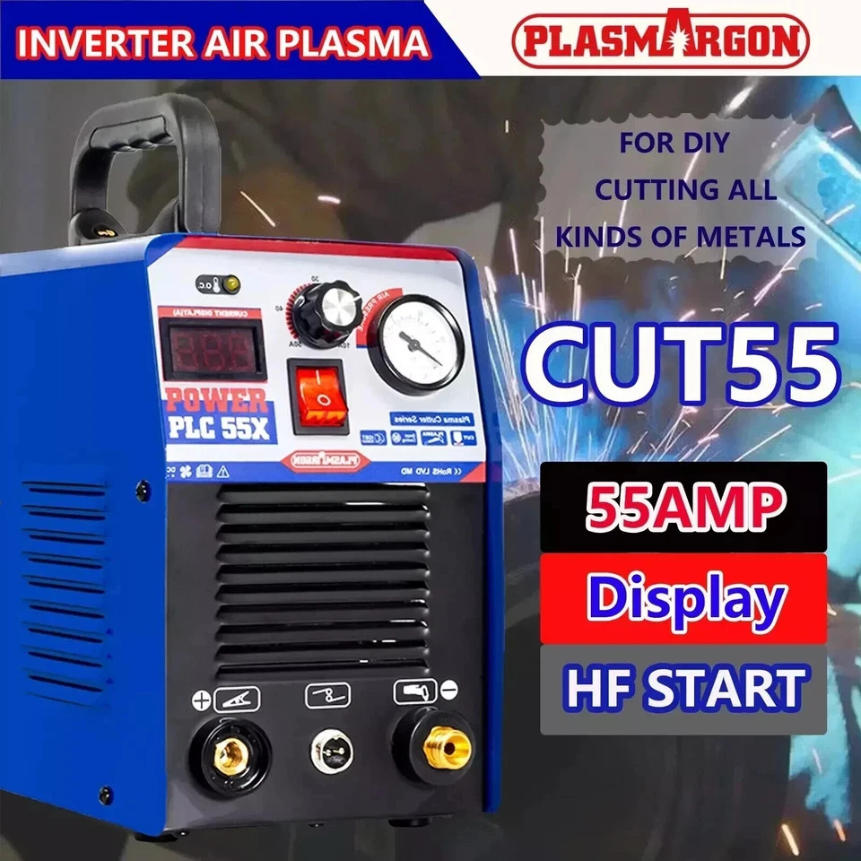 CUT55X 110V/220V 55A Plasma Cutter Machine HF IGBT Inverter LED 12mm Clean Cuts