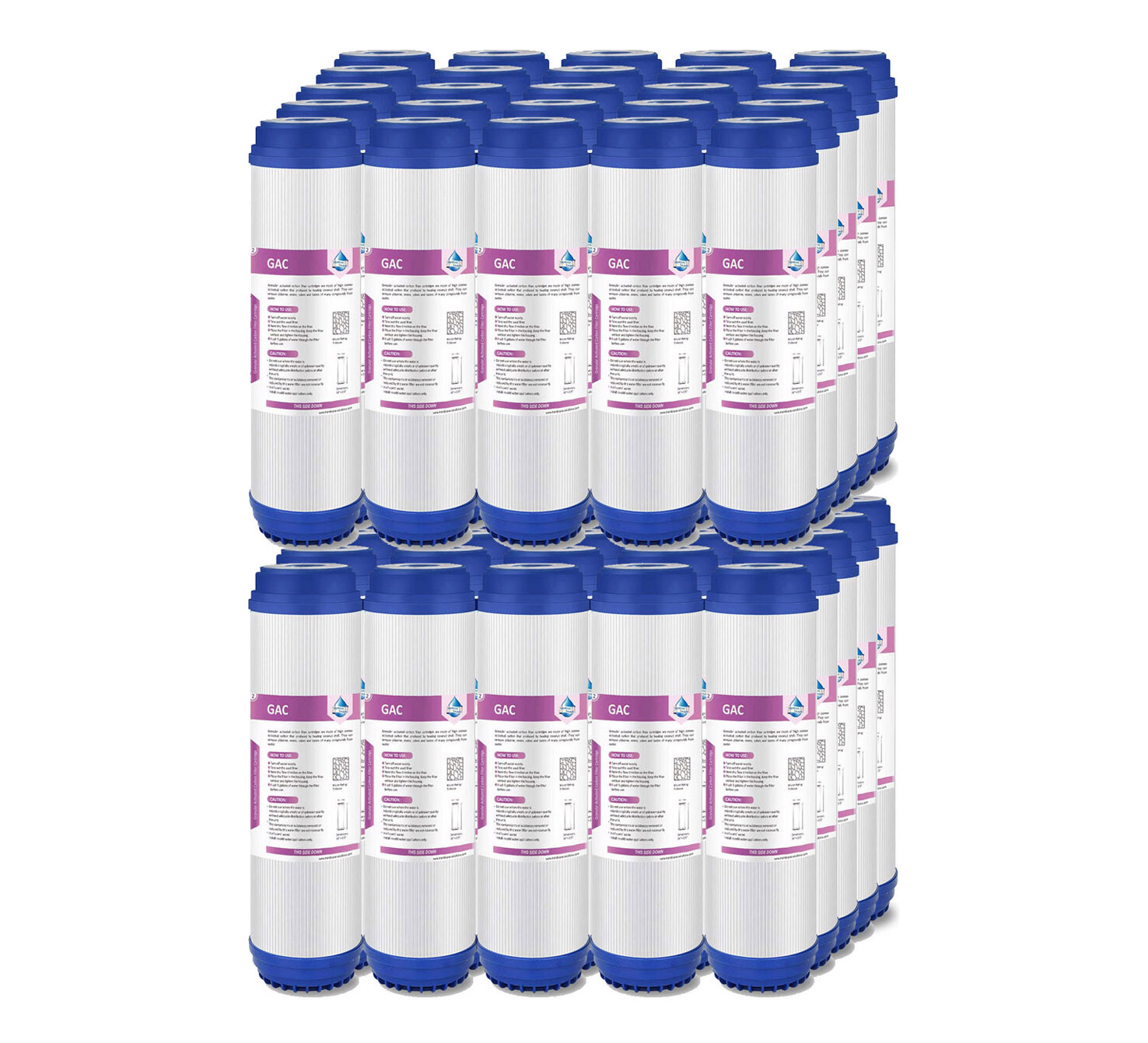 1-50 Pack 5 Micron 10x2.5" Granular Activated Carbon GAC Water Filter Cartridges