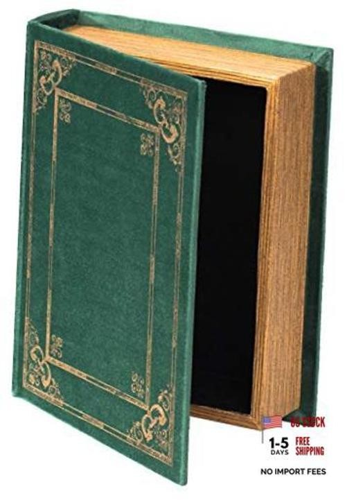 Decorative Vintage Book Shaped Trinket Storage Box- Green