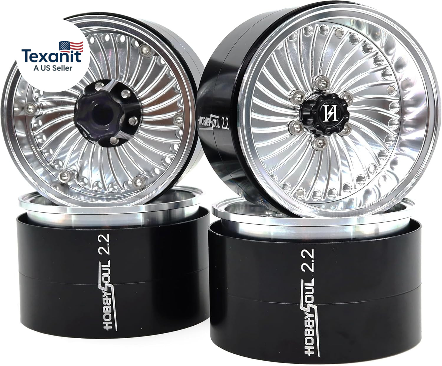 2.2 Beadlock Wheels -4Mm & -14Mm Offset Rims Wide 40Mm for RC 1/10 Crawler SCX10