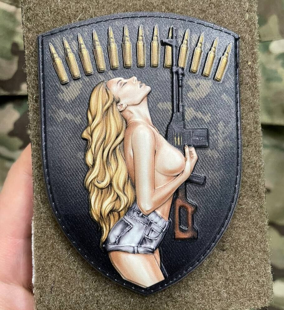 Morale Patch Nude Blonde Girl with AK Pixel Hook and Loop Backing PVC 3D