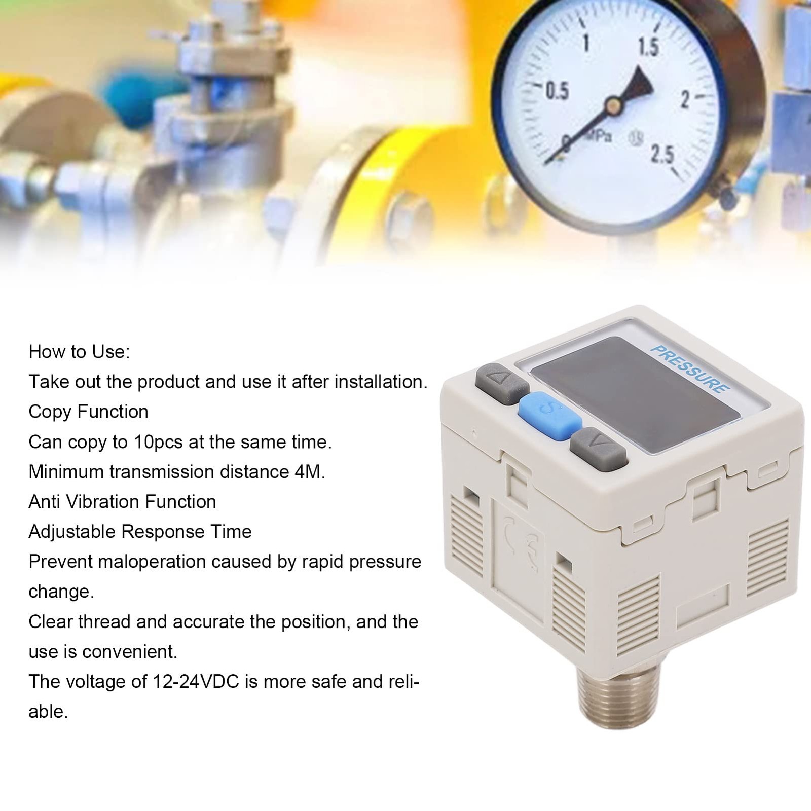 Digital Pressure Switch Pneumatic Vacuum Controller 0 to 101kPa Adjustable Re...