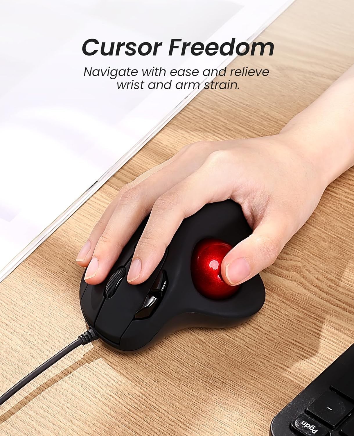 M509 Trackball Mouse Wired, Ergonomic Design, Easy Thumb Control, Precise & S...