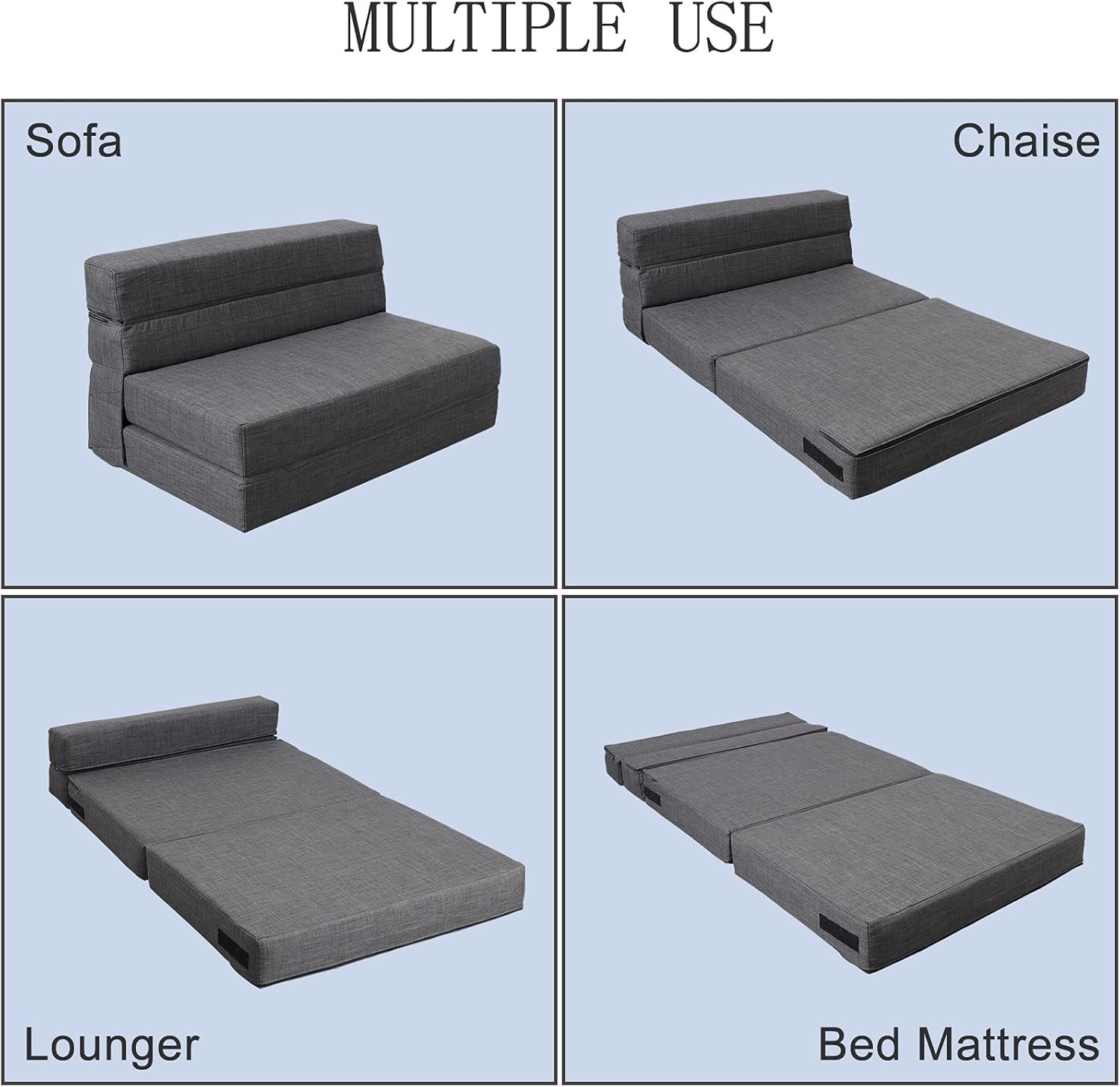 Ergonomic Twin Size Folding Sofa Bed with Washable Cover and Memory Foam Comfort