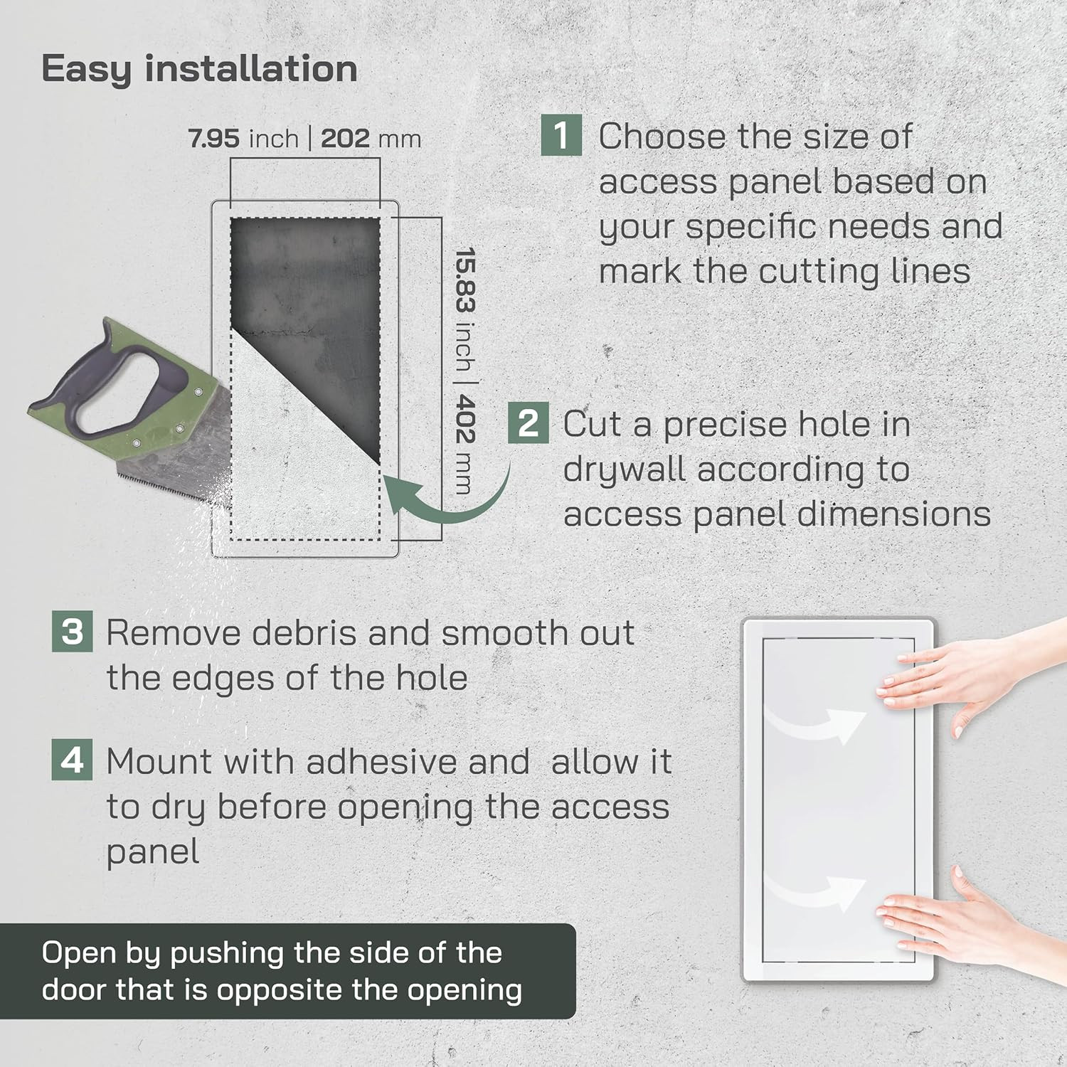 Vent Systems White ABS Plastic Access Panel 8 X 16 Inch (Cut-Out) - Access Panel