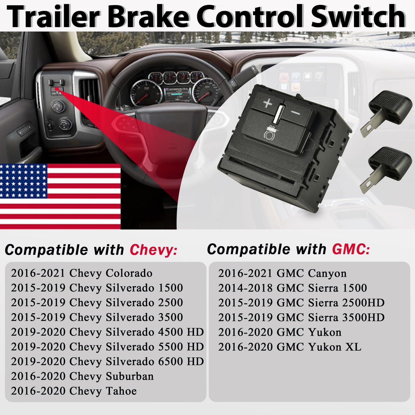 OEM NEW 2015-20 GM Trailer Brake Control Switch Asm-Trailer Brake Black 84108373