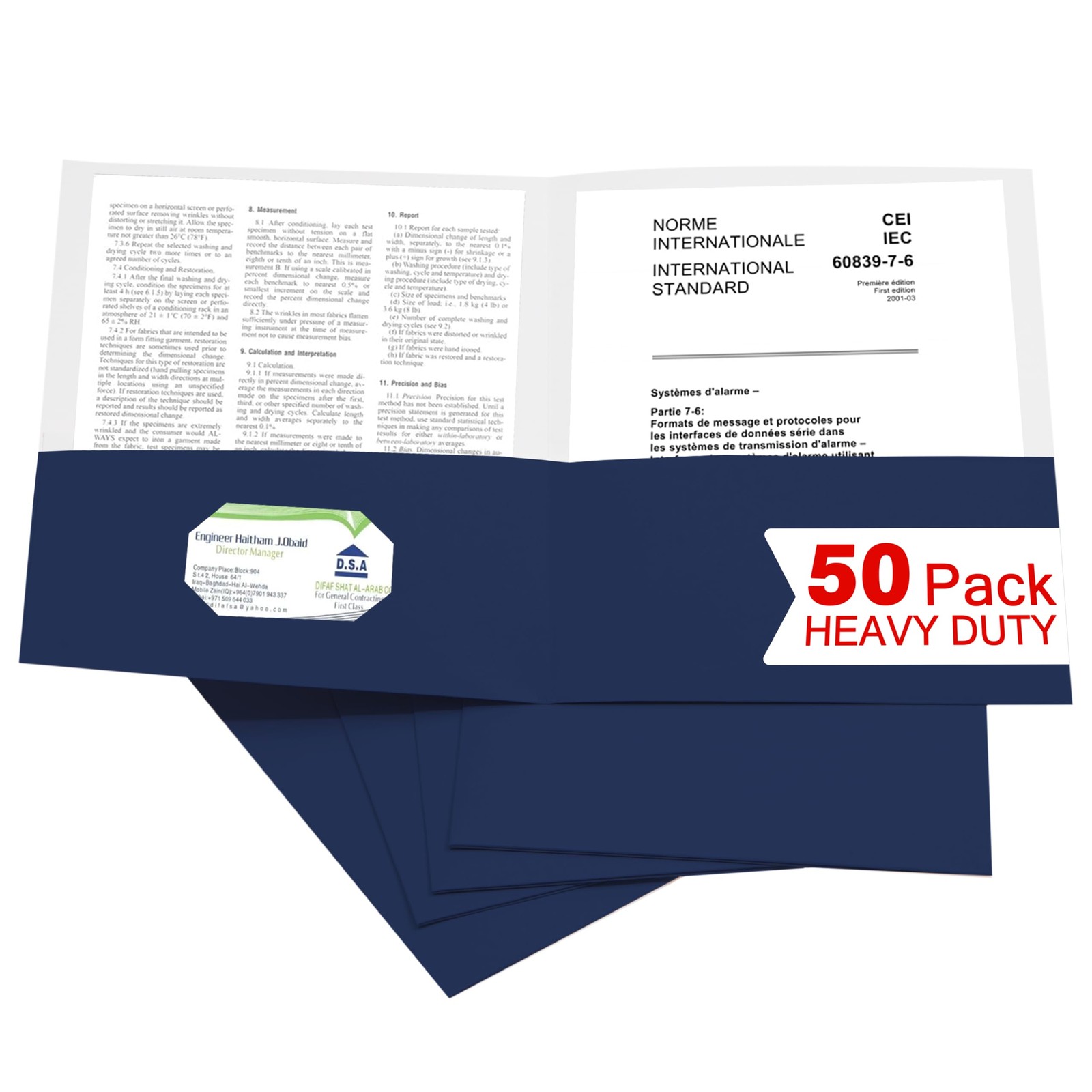 50 Packs Two Pocket File Folders with Business Card Slot,Textured Paper,Lette...