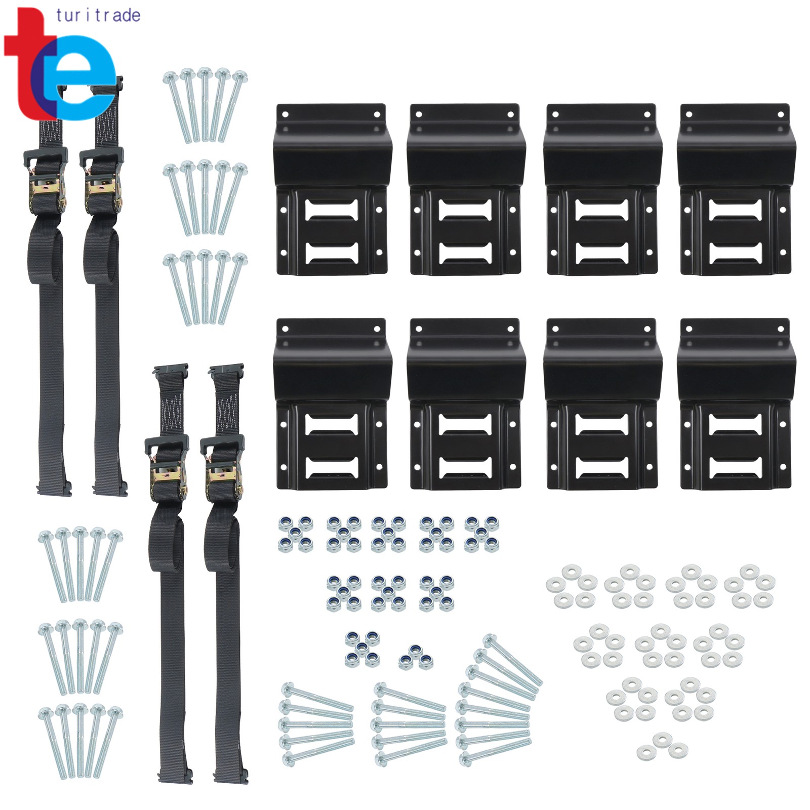 Etrack Cargo Strap System 8PCS E Track System Wheel Chock 4PCS 10' Ratchet Strap