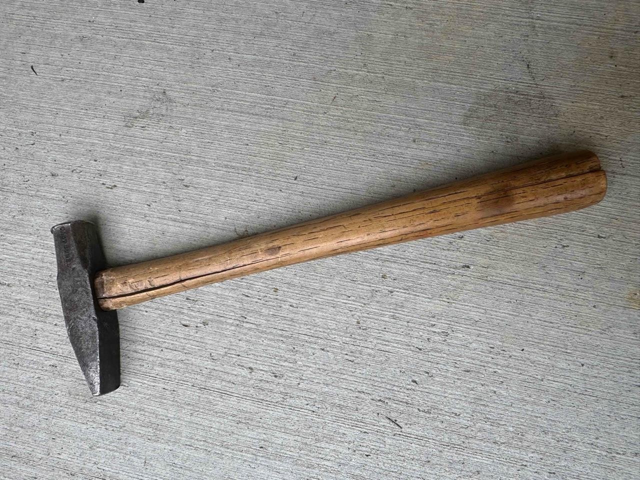 Antique 4 Ounce Tack Hammer "Cast Steel" Head Hardwood Handle