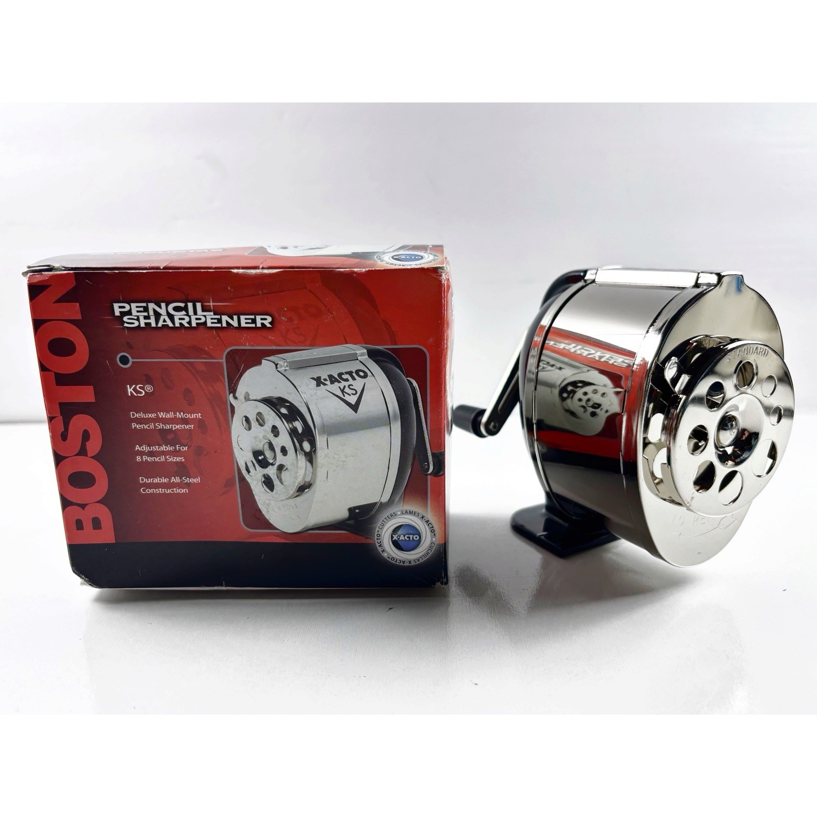 Boston X-Acto KS Pencil Sharpener Wall Mount Adjustable Deluxe All Steel w Box