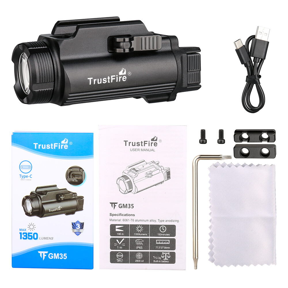 Trustfire 1350Lumen Tactical Pistol Light Quick Release Glock Gun Flashlight US