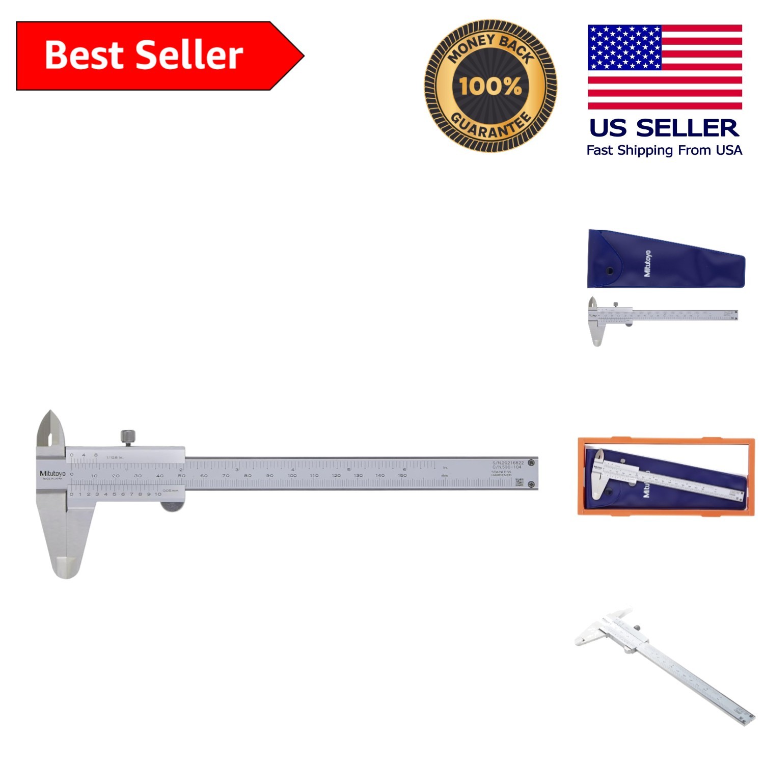 Durable Stainless Steel Caliper for Inside, Outside, Depth & Step Measurements