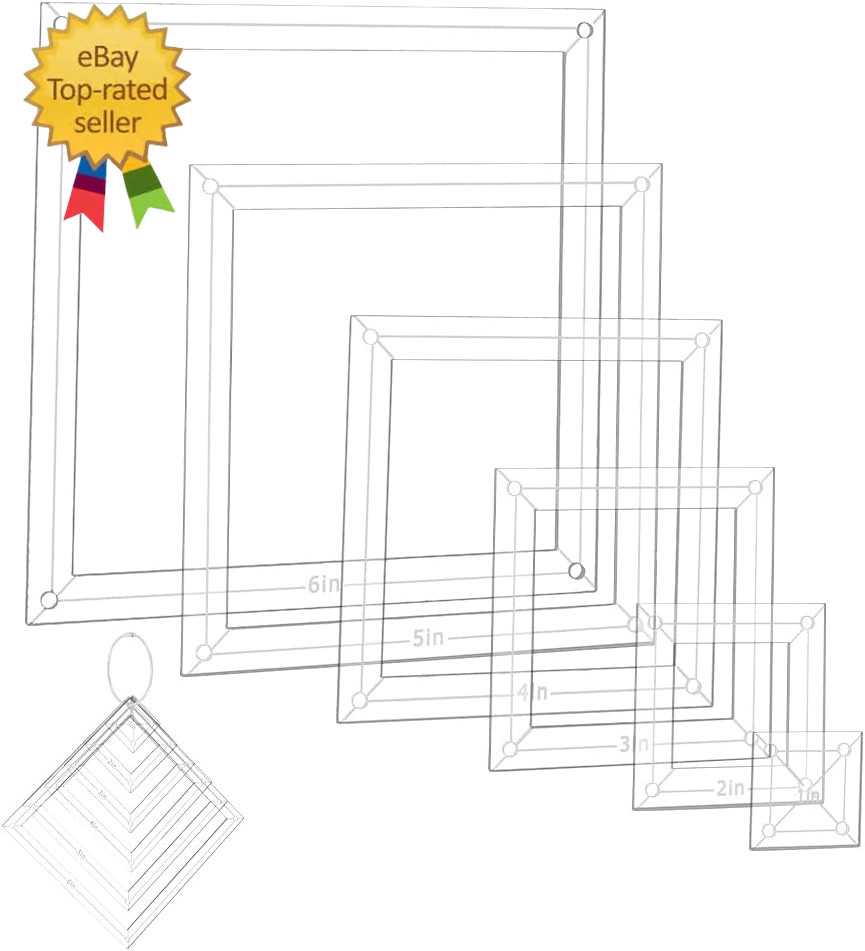 6Pcs Acrylic Quilting Templates Set, Square Cutting Ruler Template with Hinged R