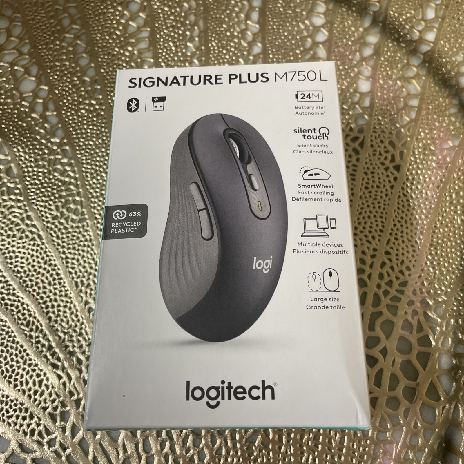 Logitech Signature plus M750 L Wireless Mouse - for Large Hands, Smartwheel, Blu