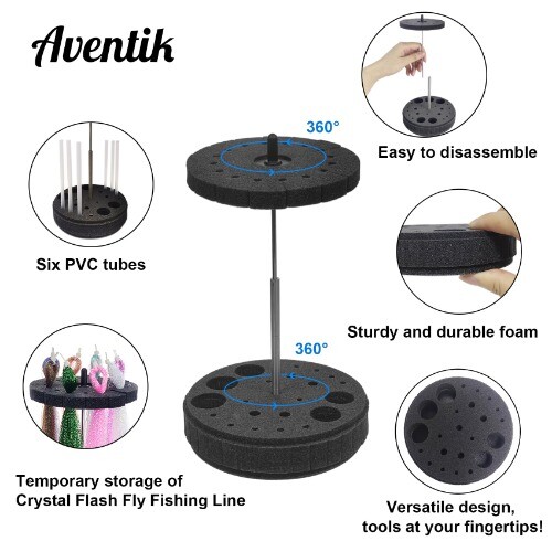 Aventik 360° Rotary Fly Tying Tool Caddy Removable for Holding Fly Tying Tools