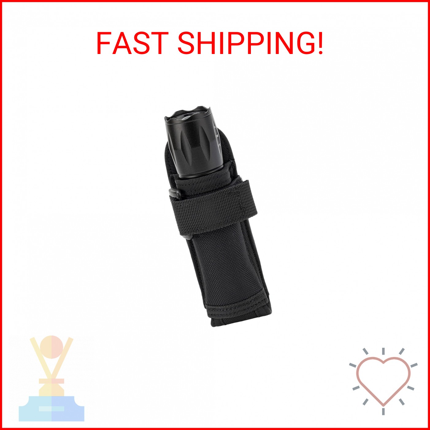 TACNEX Open Top Flashlight Holder Nylon Pouch Duty Belt MOLLE Torch Holster Tact
