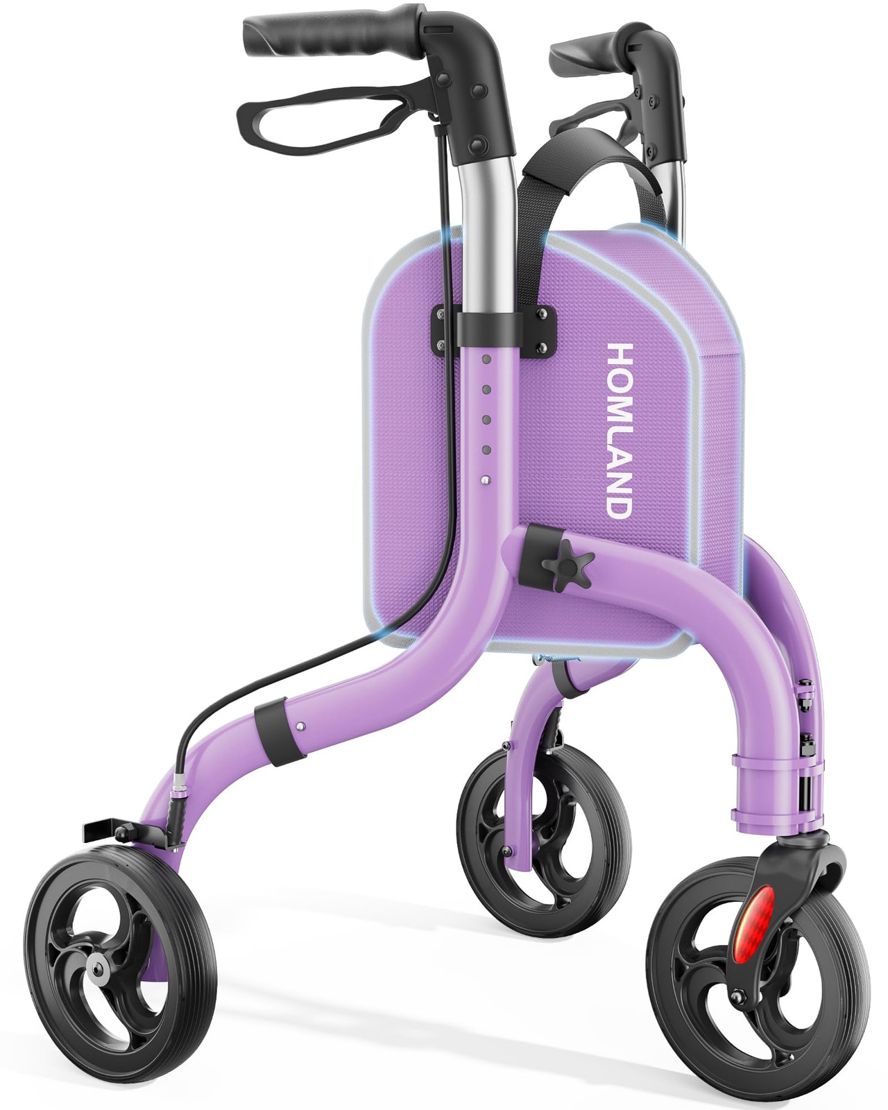 HOMLAND 3 Wheel Walkers for Seniors, Lightweight Foldable Aluminum Purple