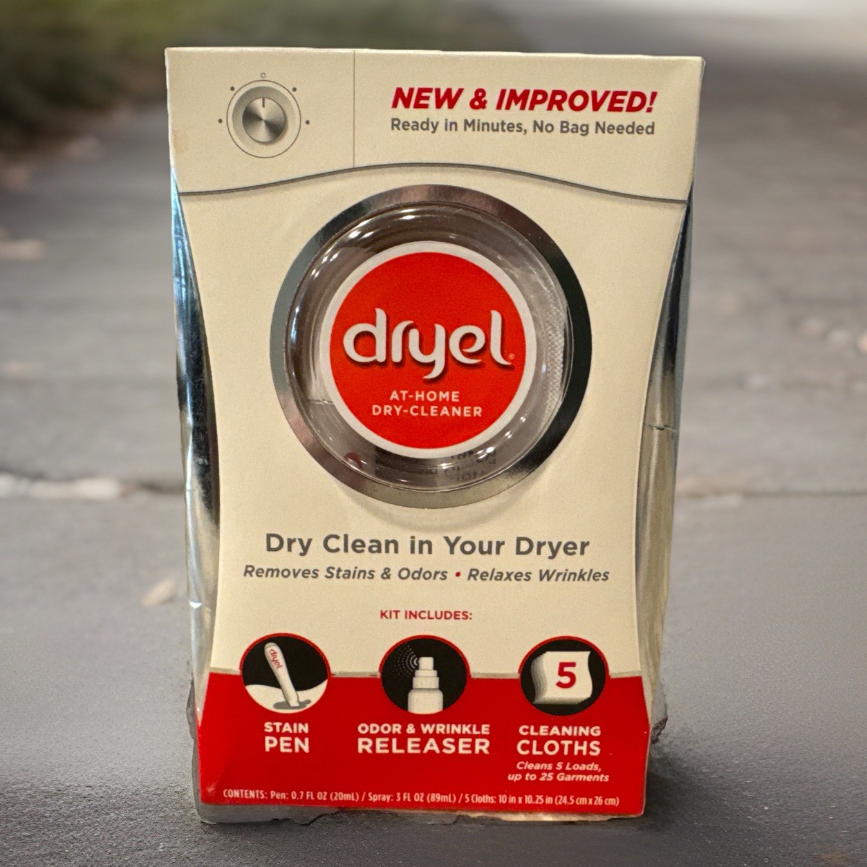 Dryel At-Home Dry Cleaner Kit Stain Pen Wrinkle Odor Spray + 5 Cleaning Cloths