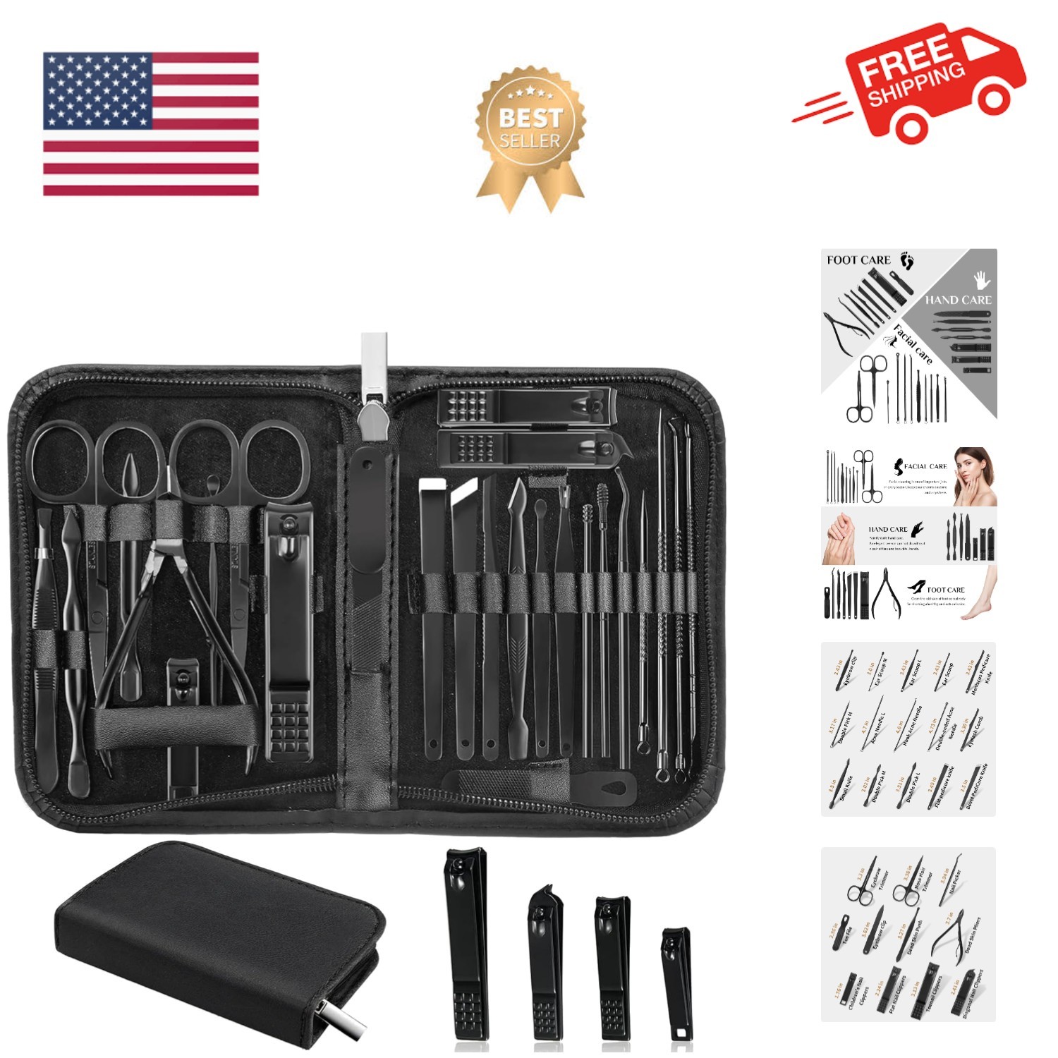 Manicure Set Professional Nail Clipper Kit-26 Pieces Stainless Steel Manicure...