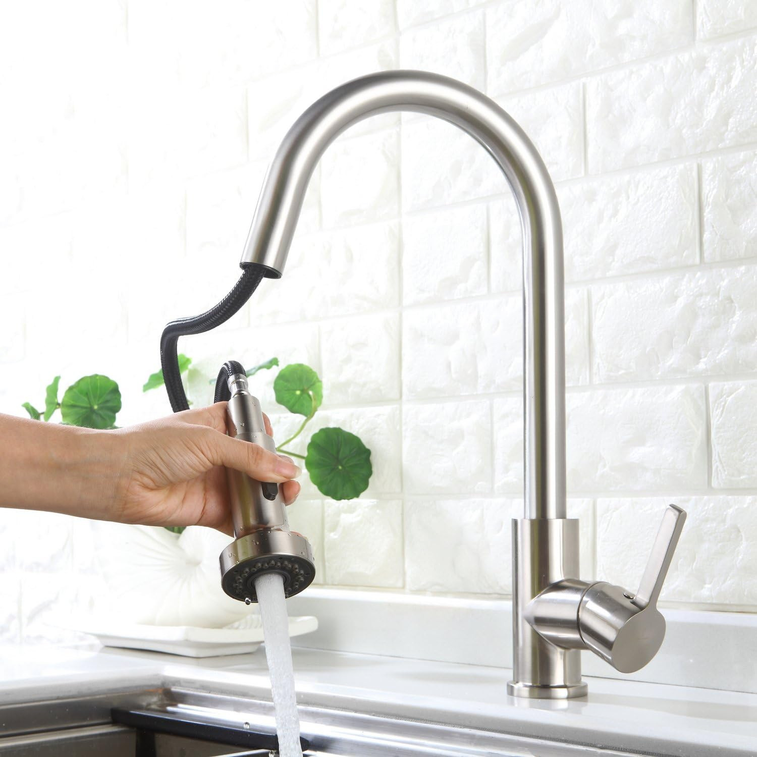 Pull down Faucet Replacement, 2 Functions Sprayer Head, G 1/2 Pull Out Spray Hea