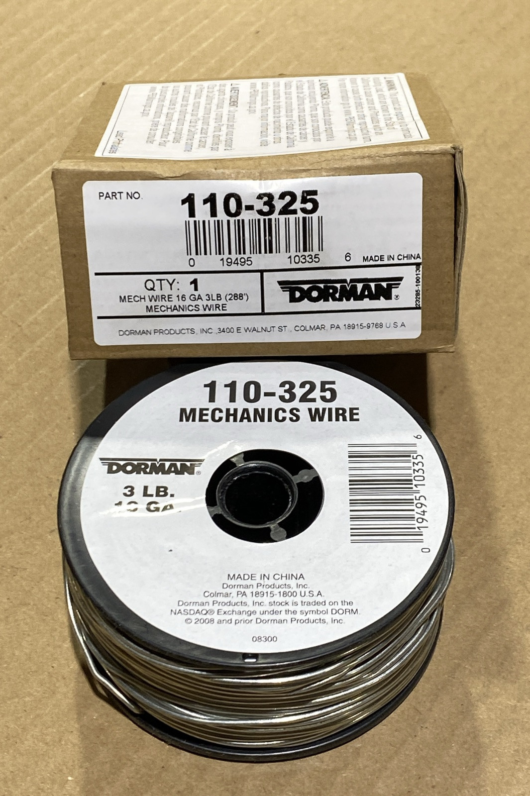 Dorman 110-325 Auto Grade 288' x 1/16" Steel Silver Mechanics Wire Spool 16Ga