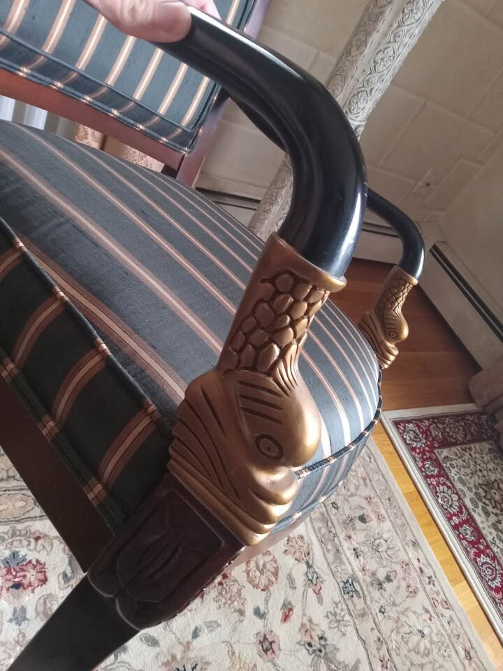 Ethan Allen Fish Dolphin Neoclassical Period Koi Louis XV Chair