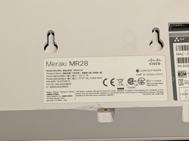 Cisco Meraki MR28-HW Indoor Wireless Access Point