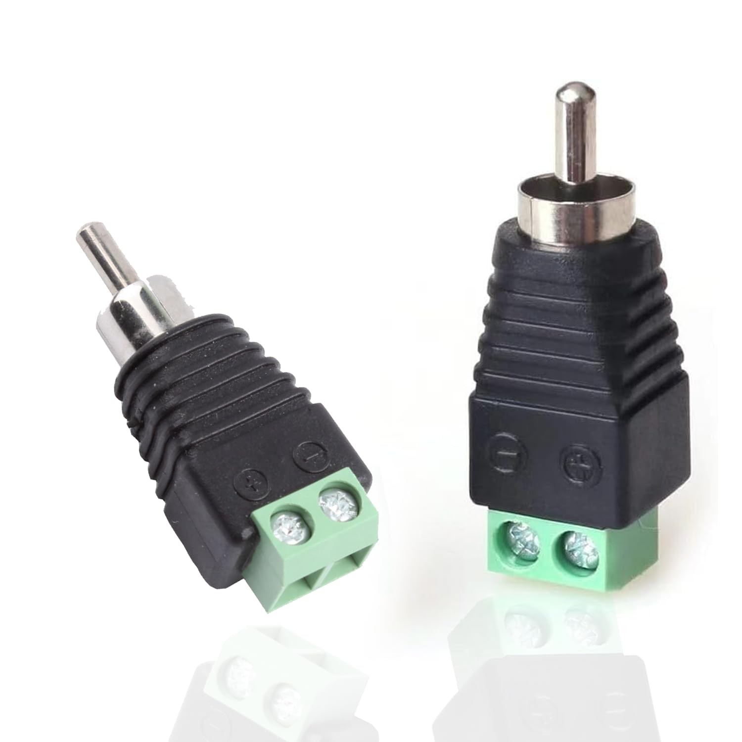 Phono RCA Male Plug to AV Screw Terminal Adapter 2 PACK- MALE PLUG