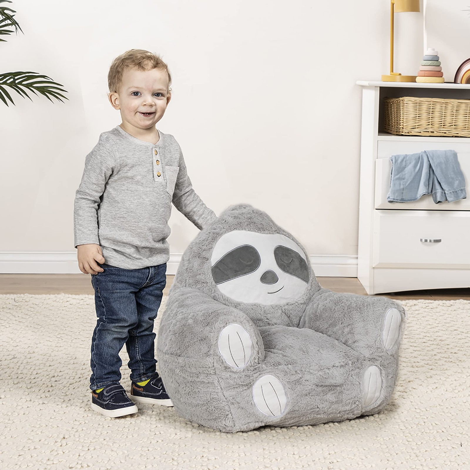 Sloth Toddler Chair Plush Character Kids Chair Comfy Pillow Chair for Boys and G