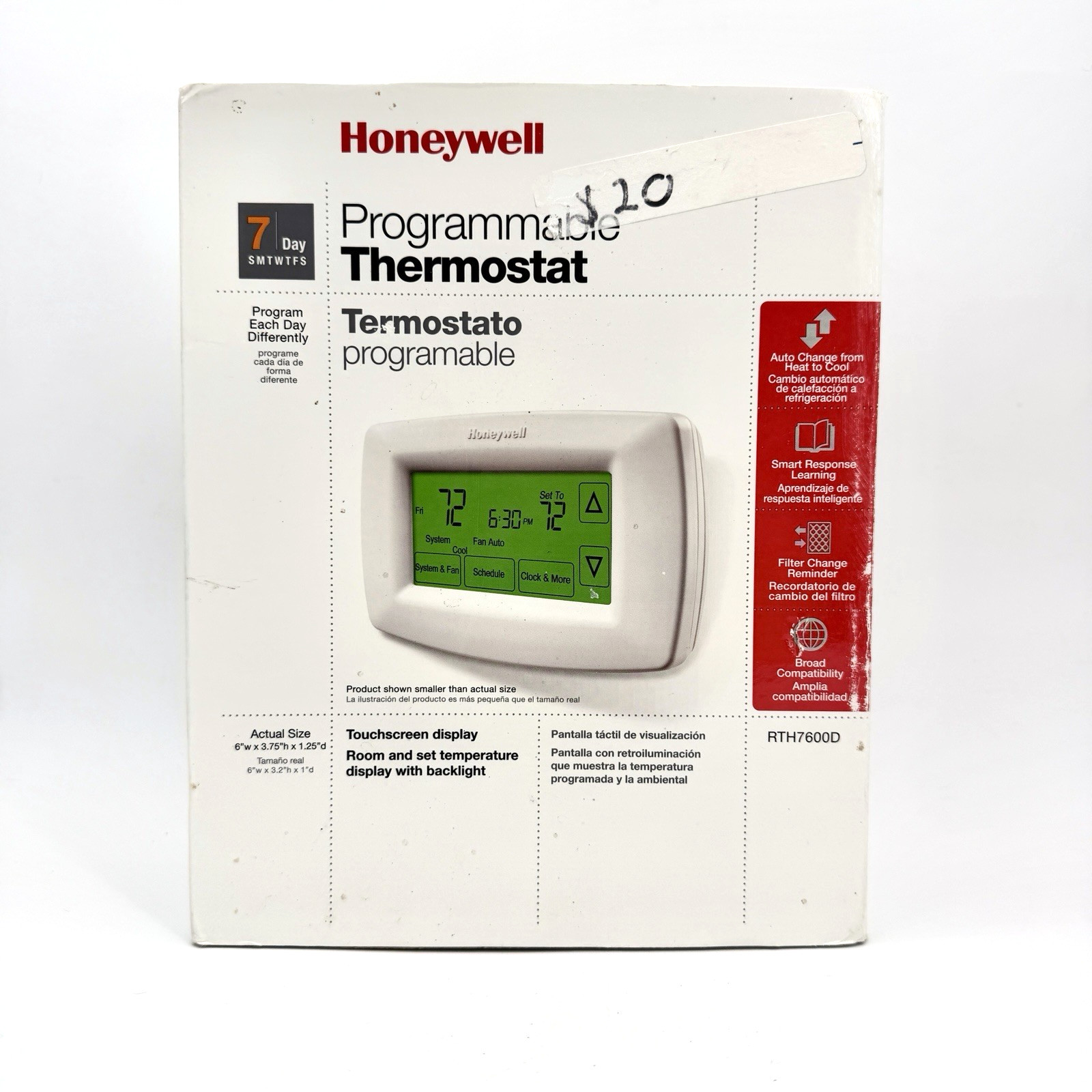 Honeywell RTH7600 Touchscreen Programmable Thermostat White Digital New Open Box